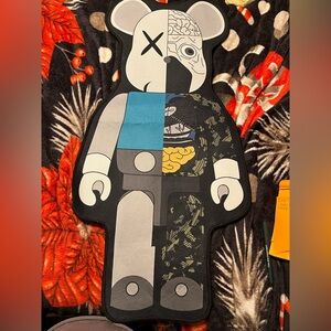 BearBrick NWOT Custom Rug Black/ Silvert